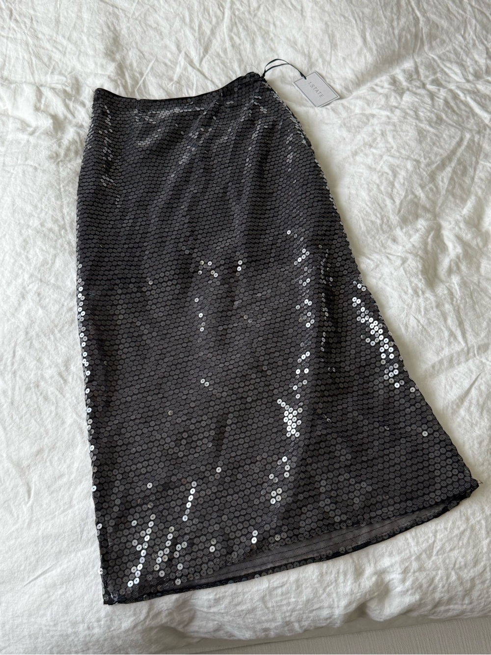 1. State Black Sequin Midi Skirt